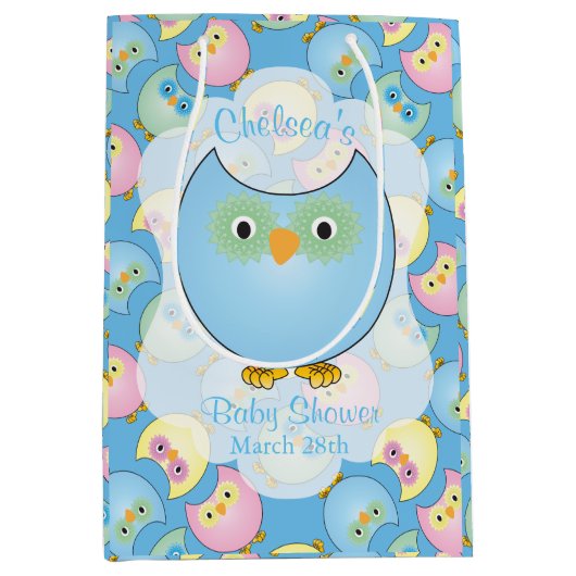 Thema Baby shower pasteelblauw Medium Cadeauzakje (Voorkant)