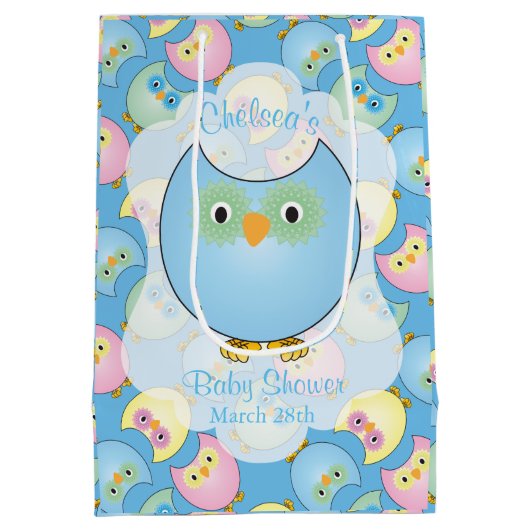 Thema Baby shower pasteelblauw Medium Cadeauzakje (Achterkant)