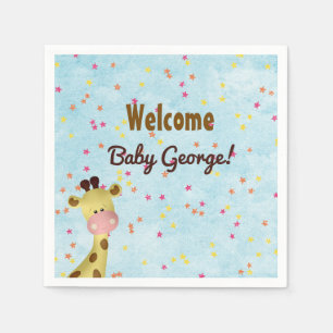 Thema babyborrel servetten voor jongen giraf