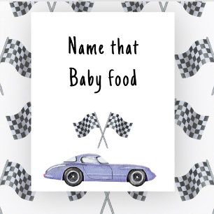 Thema babyfeest voor raceauto's Naam voor babyvoed Poster