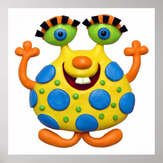 Thema babyfeestje voor jongen met gele monster poster (Voorkant)