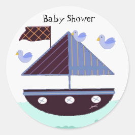 Thema babyfeestje voor zeeliefhebbers ronde sticker