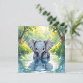 Thema babyshower: Baby Olifant Kaart (Staand voorkant)
