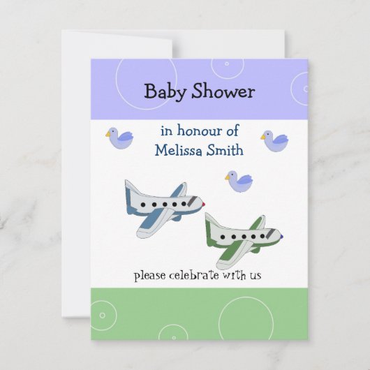 Thema babyshower vliegtuigen kaart (Voorkant)