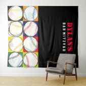 Thema Baseball Bar Mitzvah foto gelegenheid achter Wandkleed (In Situ (horizontaal))