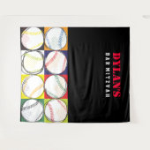 Thema Baseball Bar Mitzvah foto gelegenheid achter Wandkleed (Voorkant (horizontaal))