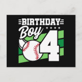 Thema baseballfeestje 4 jaar jongen vierde verjaar briefkaart (Voorkant)