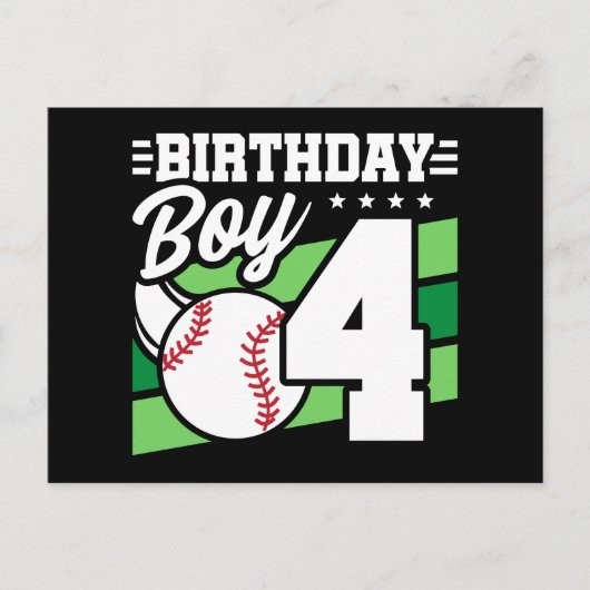 Thema baseballfeestje 4 jaar jongen vierde verjaar briefkaart (Voorkant)