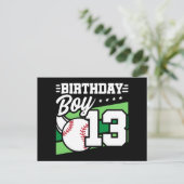 Thema baseballfeestje voor 13-jarigen Verjaardag j Briefkaart (Staand voorkant)