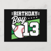 Thema baseballfeestje voor 13-jarigen Verjaardag j Briefkaart (Voorkant)