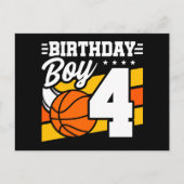 Thema basketbalfeestje 4 jaar oud, 4e verjaardag j briefkaart (Voorkant)