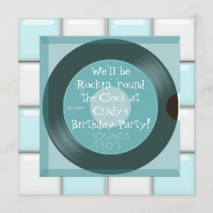 Thema Birthday Party Invitations 1950 Kaart