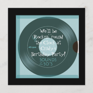 Thema Birthday Party Invitations 1950 Kaart