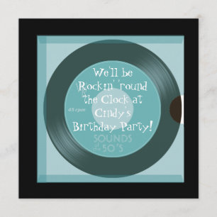 Thema Birthday Party Invitations 1950 Kaart