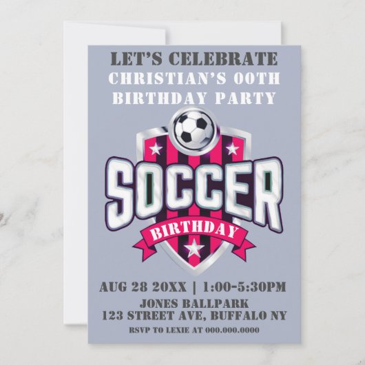 Thema Birthday Party Invitations Hot Pink (Voorkant)