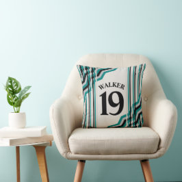 thema blauwgroen en zwarte sport: kussen