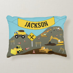 Thema bouwterrein vrachtwagens accent kussen