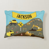 Thema bouwterrein vrachtwagens accent kussen (Achterkant)