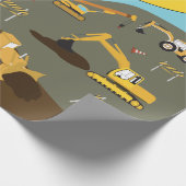 Thema bouwterrein vrachtwagens cadeaupapier (Hoek)