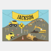 Thema bouwterrein vrachtwagens inpakpapier vel (Voorkant 2)