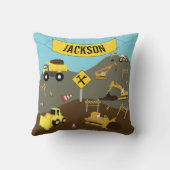 Thema bouwterrein vrachtwagens kussen (Achterkant)