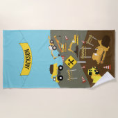 Thema bouwterrein vrachtwagens strandlaken (Voorkant)