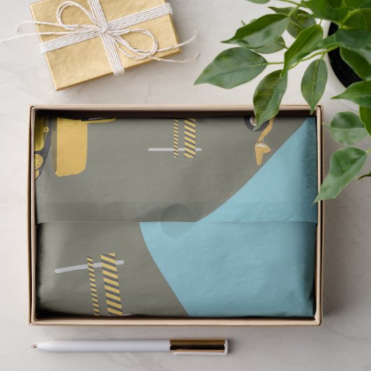 Thema bouwterrein vrachtwagens tissuepapier (Geschenk)