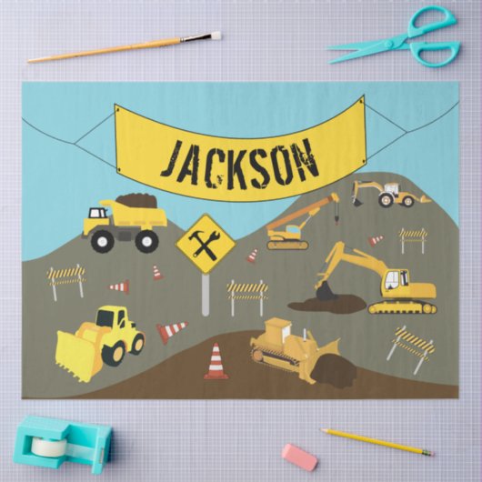 Thema bouwterrein vrachtwagens tissuepapier (Craft)