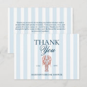 Thema bruiloftsfeest met blauwe gestreepte kreeft bedankkaart (Voorkant / Achterkant)