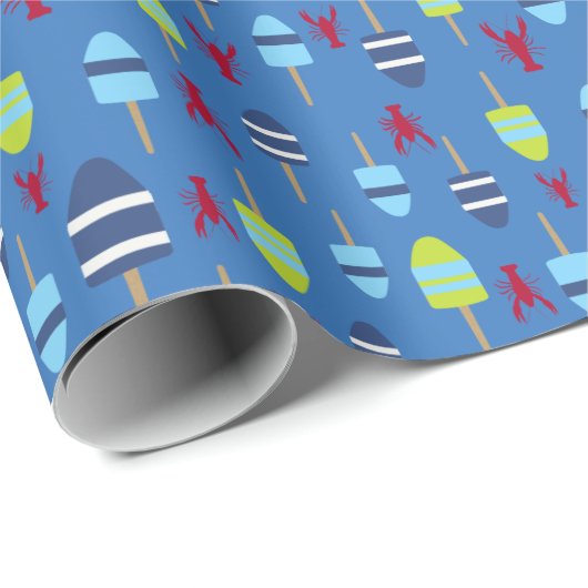 Thema buoy en kreeft, monogrammen cadeaupapier (Rol Hoek)