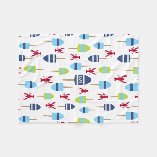 Thema buoy en kreeft, monogrammen fleece deken (Voorkant (Horizontaal))