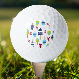 Thema buoy en kreeft, monogrammen golfballen