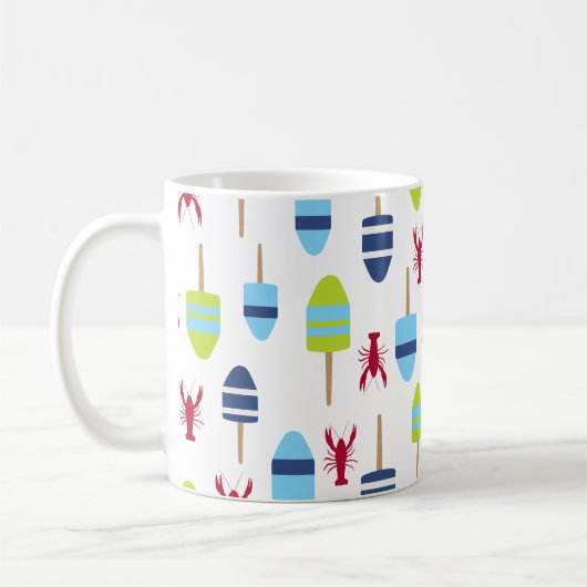 Thema buoy en kreeft, monogrammen koffiemok (Links)