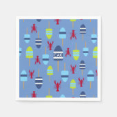 Thema buoy en kreeft, monogrammen servetten (Voorkant)