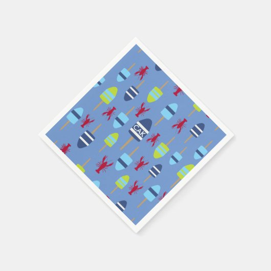 Thema buoy en kreeft, monogrammen servetten (Hoek)