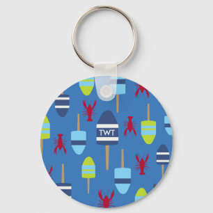 Thema buoy en kreeft, monogrammen sleutelhanger