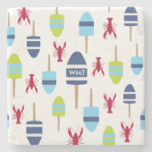 Thema buoy en kreeft, monogrammen stenen onderzetter (Voorkant)