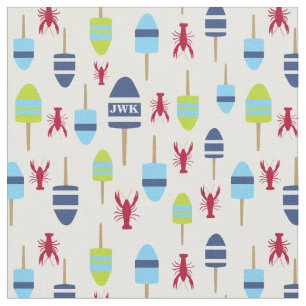 Thema buoy en kreeft, monogrammen stof