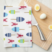 Thema buoy en kreeft, monogrammen theedoek (Quarter Fold)