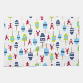 Thema buoy en kreeft, monogrammen theedoek (Horizontaal)