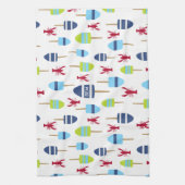 Thema buoy en kreeft, monogrammen theedoek (Verticaal)