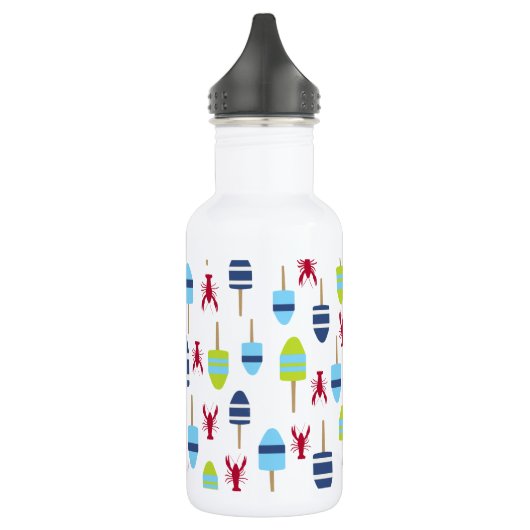 Thema buoy en kreeft, monogrammen waterfles (Links)