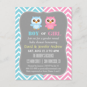 Thema: Cute Baby Uil Chevron Geslacht Reveal Feest Kaart