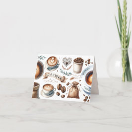 Thema Dankkaartjes met koffieprint Bedankkaart