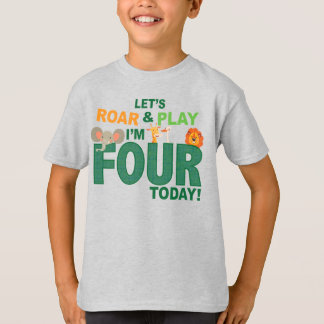thema dierentuin / oerwoud vierde verjaardag t-shirt