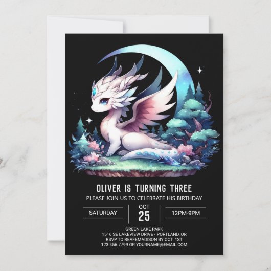Thema Elegant Dragon Verjaardag Kaart (Voorkant)