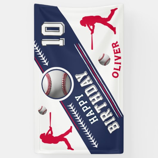 Thema Feest Verjaardag Honkbal Speler Spandoek (Verticaal)