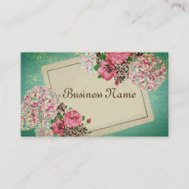  thema, floral, retro visitekaartje