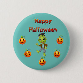 Thema: Frankenstein en Pompoen Ronde Button 5,7 Cm