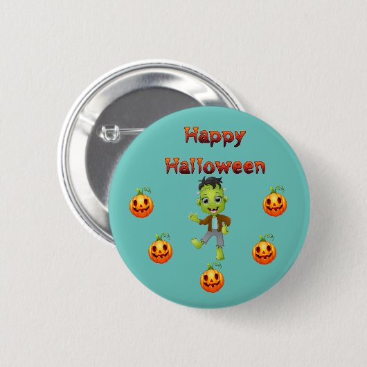 Thema: Frankenstein en Pompoen Ronde Button 5,7 Cm (Voorkant /achterkant)